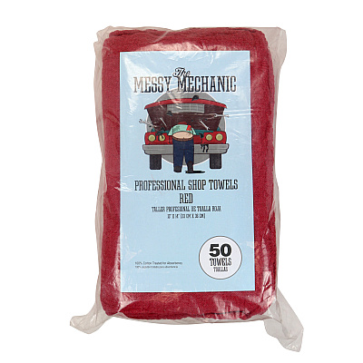 Messy Mechanic Shop Towels 50 Pack 12x14 Red, Case Of 300 (AT-STB50-BG-CS)