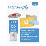 PRES-a-ply Laser/Ink Address Labels (1/2" x 1 3/4") (White) (80 Labels/Sheet) (100 Sheets/Box) (Interchangeable with Avery 5167) (30640)