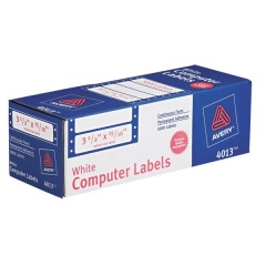 Avery Continuous Form White Mailing Labels for Pin-Fed Printers, 3 1/2" x 15/16" (5,000 Labels/Box) (4013)