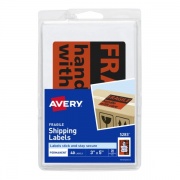 Avery FRAGILE Handle with Care Mailing Labels (Not Printer Compatible) (3" x 5" Labels) (4" x 6" Sheets) (Matte Neon Red) (Permanent) (1-up) (40-Sheets) (40/Pkg) (5283)
