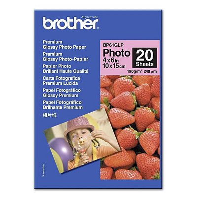 Brother High Gloss Inkjet Paper (4" x 6") (20 Sheets/Pkg) (BP61GLP)