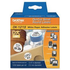 Brother 12mm (1/2") Round Die-Cut Paper Label (1,200 Labels/Pkg) (DK1219)