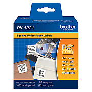 Brother 23mm (10/11") Square White Paper Labels (1,000 Labels/Pkg) (DK1221)