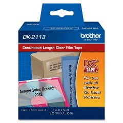 Brother 62mm (2 3/7") Black on Clear Continuous Length Film Label Tape (15m/50') (1/Pkg) (DK2113)