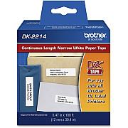 Brother 12mm (1/2") Continuous Length White Paper Label (30m/100') (1/Pkg) (DK2214)