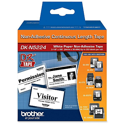 Brother 54mm (2") Black on White Non-Adhesive Continuous Length Paper Label Tape (30m/100') (1/Pkg) (DKN5224)