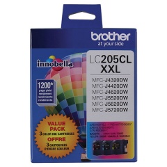 Brother Super High Yield C/M/Y Ink Cartridge 3-Pack (Includes OEM# LC205C, LC205M, LC205Y) (3 x 1,200 Yield) (LC2053PKS)