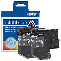 Brother Twin Pack High Yield Black Ink Cartridges (1,500 Yield Each) (LC504XL2PKS)
