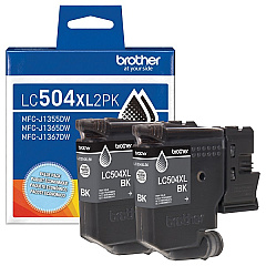 Brother Twin Pack High Yield Black Ink Cartridges (1,500 Yield Each) (LC504XL2PKS)