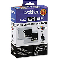 Brother Black Ink Cartridge Twin Pack (2 Pack of OEM# LC51BK) (2 x 500 Yield) (LC512PKS)