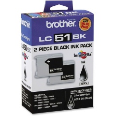 Brother Black Ink Cartridge Twin Pack (2 Pack of OEM# LC51BK) (2 x 500 Yield) (LC512PKS)