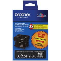 Brother Black Ink Cartridge Twin Pack (2 Pack of OEM# LC65HYBK) (2 x 900 Yield) (LC652PKS)