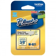 Brother 9mm (3/8") Black on Silver Non-Laminated Tape (8m/26.2') (1/Pkg) (M921)