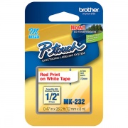 Brother 12mm (1/2") Red on White Non-Laminated Tape (8m/26.2') (1/Pkg) (MK232)