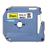 Brother 12mm (1/2") Black on Yellow Non-Laminated Tape (8m/26.2') (1/Pkg) (MK631)