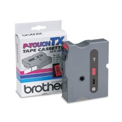 Brother 24mm (1") Black on Red Laminated Tape (15m/50') (1/Pkg) (TX4511)