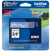 Brother 18mm (3/4") White on Clear Laminated Tape (8m/26.2') (1/Pkg) (TZE145)
