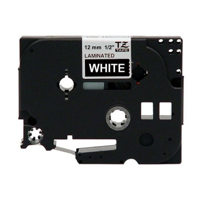 Brother 12mm (1/2") White on Black Laminated Tape (8m/26.2') (1/Pkg) (TZE335)