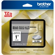 Brother Black Print on Premium Matte Clear Laminated Tape (24mm (0.94") Wide x 8m (26.2') Long) (TZEM51)