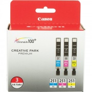 Canon (CLI-251) XL 3 Color Ink Cartridge Multi Pack Includes C,M.Y (6449B009)