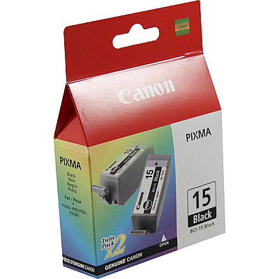 Canon (BCI-15BK) Black Ink Tank Twin Pack (8190A003)