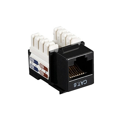 Black Box Cat6 Keystone Jack - Unshielded, Rj45, Black, 10-pack (CAT6JBK10PAK)