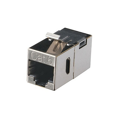 Black Box Cat6 Shielded Straight-pin Keystone Coupler Silver, Gsa, Taa (FM693)