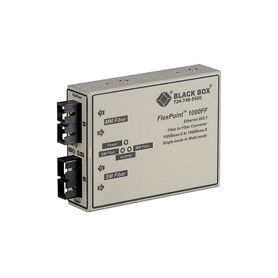 Black Box Gigabit Ethernet Mode Converter 1000-mbps Multimode Fiber To 1000-mbps Singlemode Fiber,850/1300nm,0.3km To 5km,(2)sc,gsa,taa (LMC1001A)