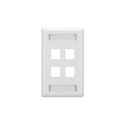 Black Box Keystone Wallplate - Single-gang, 4-port, White, Gsa, Taa (WPT476)