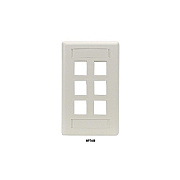 Black Box Keystone Wallplate - Single-gang, 6-port, Office White, Gsa, Taa (WPT480)