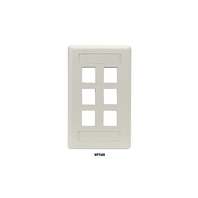 Black Box Keystone Wallplate - Single-gang, 6-port, Office White, Gsa, Taa (WPT480)