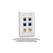 Black Box Keystone Wallplate - Single-gang, 6-port, White, Gsa, Taa (WPT482)
