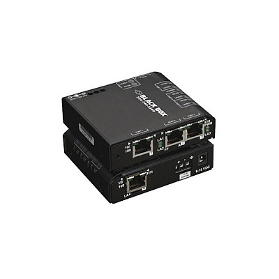 Black Box Fast Ethernet (100-mbps) Hardened Temperature Switch - (4) 10/100-mbps Copper Rj45, 12v Dc-power, Gsa, Taa (LBH101AH12)