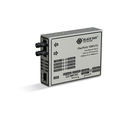 Black Box Fast Ethernet (100-mbps) Media Converter - 100-mbps Copper To 100-mbps Multimode Fiber, 1310nm, 0.3km, St, Gsa, Taa (LMC213AMMSTR2)