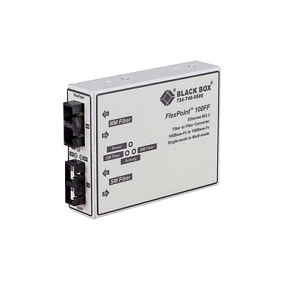 Black Box Fast Ethernet Mode Converter 100-mbps Multimode Fiber To 100-mbps Singlemode Fiber,1300nm,5km To 28km,(2)st,gsa,taa (LMC250AST)