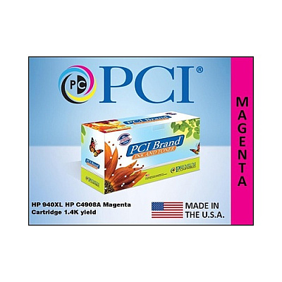 PCI Brand Eco-friendly Reman Hp 940xl C4908an Xl Magenta Ink Cartridge 1400 Page Yield For Hp Officejet Pro 8000 Series, Hp Officejet Pro 8500 Series (C4908ARPC)