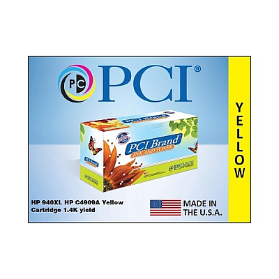 PCI Brand Eco-friendly Reman Hp 940xl C4909a Xl Yellow Ink Cartridge 1400 Page Yield For Hp Officejet Pro 8000, 8500, A910, 8500a A910a, A910g, A910n (C4909ARPC)