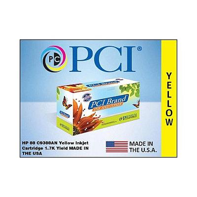 PCI Brand Eco-friendly Reman Hp 88 / 88xl C9393an C9388an Yellow Ink Cartridge 1.7k Xl-yield For Hp Officejet L7500, L7550, L7580, L7590, L7600, L7650 (C9388ANRPC)
