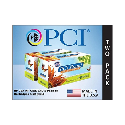 PCI Brand Remanufactured Hp 78a 2pk Black Toner Cartridges 4.2k Yield For Hp M1530/m1536/m1536dnf/p1560/p1566/p1606/p1606dn Made In Usa (CE278D)