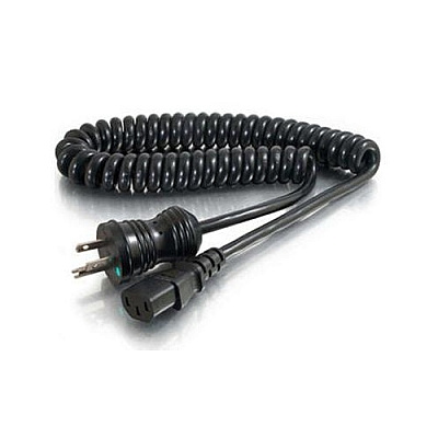 C2G 6ft 18awg Hsptl Pc Coiled, 5-15p-c13 Bk (48065)