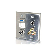 C2G Dbl Gang Stl Hd15,s-video,a/v Wall Plate (40964)