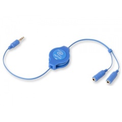 Emerge Technologies Retractable Blue Headphones Splitter (ETCABLESPLBU)
