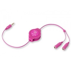 Emerge Technologies Retractable Pink Headphones Splitter (ETCABLESPLPK)