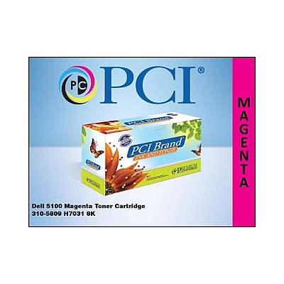 PCI Brand Compatible Dell Gg578 310-5809 Magenta Toner Cartridge 8000 Page Yield For Dell 5100 Dell 5100cn Dell H7031 (3105809PC)