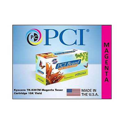 PCI Brand Compatible Kyocera Tk-8307m 1t02lkbus0 Magenta Toner Cartridge 15000 Page Yield For Kyocera Taskalfa 3050c/3051c/3550c/3551c Made In Usa (1T02LKBUS0PCI)