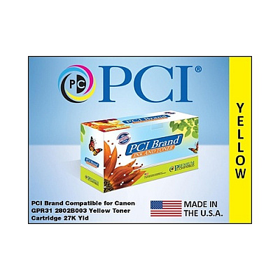 PCI Brand Canon Gpr-31 2802b003 Yellow Toner Cartridge 27000 Page Yield For Canon Imagerunner Advance C5030/c5035/c5235/c5240/2802b003aa/gpr31 (2802B003AAPCI)
