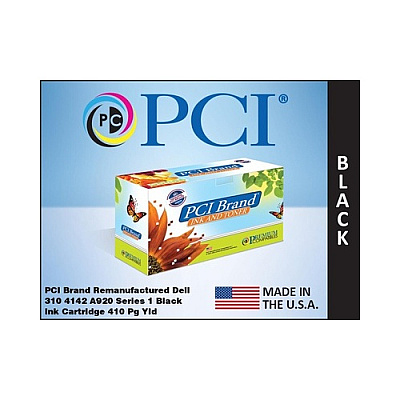 PCI Brand Remanufactured Dell T0529 310-4142 Black Ink Cartridge 410 Page Yield For Dell 720 Dell 920 Dell A720 Dell A920 Made In The Usa (3104142PC)