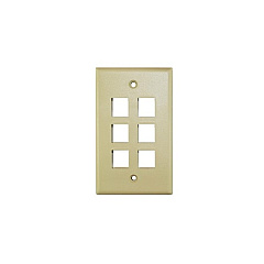 Weltron 6 Port Single Gang Keystone Faceplace Iv (44796IV)