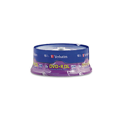 Verbatim 15pk Dvd+r Dl 8.5gb, 8x Branded (95484)