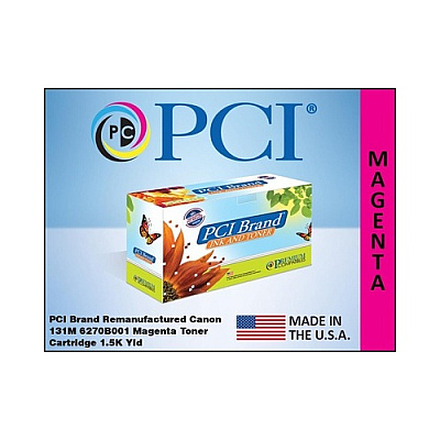 PCI Brand Eco-friendly Reman Canon Cartridge 131 6270b001 Magenta Toner Cartridge 1500 Page Yield For Canon Lbp7110, Lbp7100, Mf628, Mf8280, Mf8280cw (6270B001AAPCI)